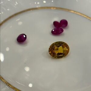 Yellow and Red Gemstones Ruby and citrine